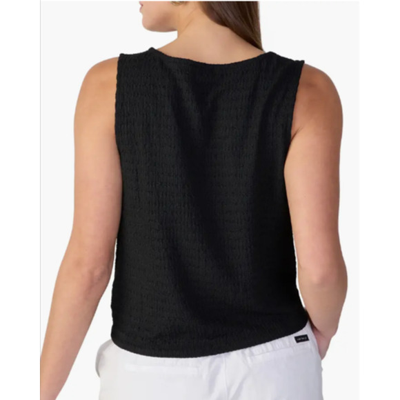 Sanctuary Crinkle Stripe Tie Hem Sleeveless Top Black Small 4-6 - Picture 2 of 3